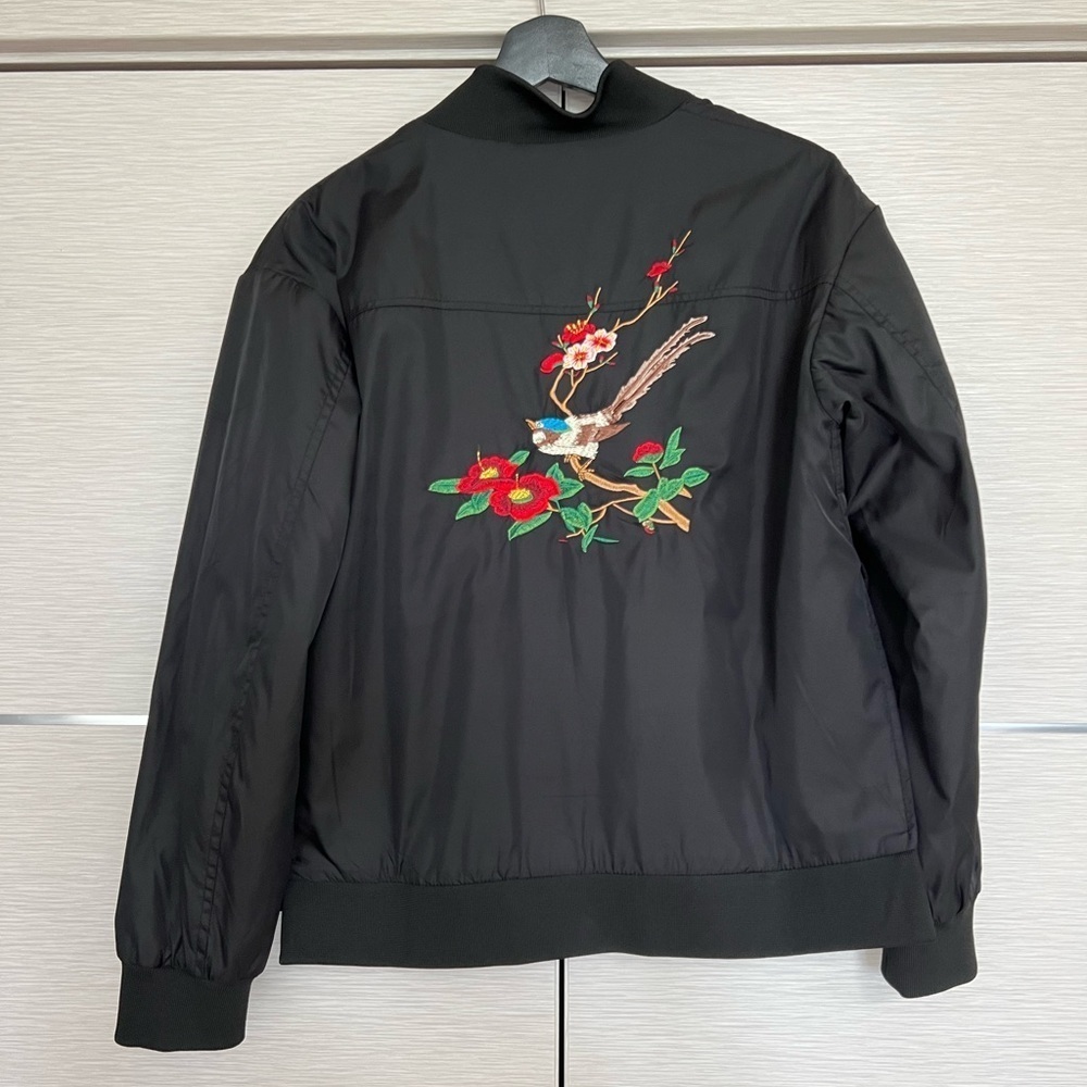 NA-KD Black Jacket with Flower Print in Size 36